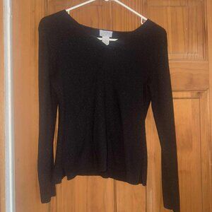 LOFT Wool/Acrylic Black V Neck Sweater - Size Small